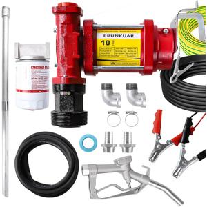 12V Fuel Transfer Pump w/Manual Nozzle, 10 GPM High Flow DC Diesel Transfer Pump, Gas Heavy Duty Transfer Pump with Filter for Gasoline, Diesel, Kerosene, Biodiesel and More