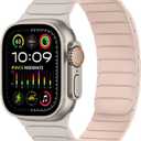 Tasikar Magnetic Bands Compatible with Apple Watch 49mm 46mm 45mm 44mm 42mm Soft Silicone Replacement Loop Wristband for iWatch Ultra 3 2 1 SE Series 11 10 9 8 7 6 5 4 3, Starlight-Pink