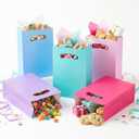 2 x UnicoPak 15 Pack Pastel Party Favor Bags - 6x3x9" Matte Goodie Bags in 5 Assorted Colors for Birthday, Wedding, Baby Shower - Sturdy Teal Pink Purple Blue Gift Bags with Handles, Customizable for Treats & Cookies