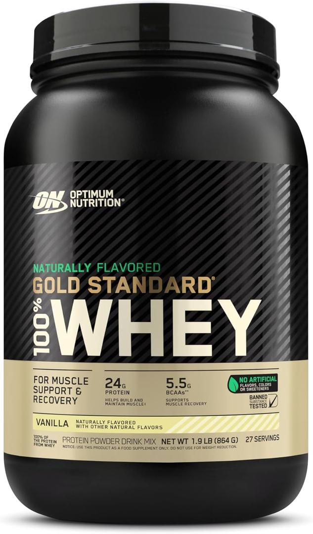 Optimum Nutrition Gold Standard 100% Whey Naturally Flavored Protein Powder, Vanilla, 1.9 Pound (Packaging May Vary) Best Before 10/01/2026