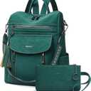 Shrrie Backpack Purse for Women Fashion Leather Backpack Purse Designer Travel Backpack Convertible Shoulder Bag with Wristlet (2-8 Vintage Dark Green)