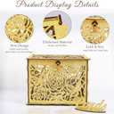 Glittery Gold Wedding Card Box with Lock, Wooden Gift Card Box for Wedding Reception, Elegant Wedding Money Envelope Card Box Holder for Party Graduation Birthday Baby Shower Decorations