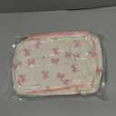 Makeup Bag for Women 3PCS Quilted Cotton Make Up Bag Travel Cosmetic Bag Large Makeup Bag Set Cute Bow Makeups Purse Organizer Floral Toiletry Pouch (White)