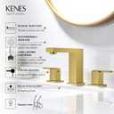 KENES Brushed Gold Widespread Bathroom Faucet 3 Hole Bathroom Sink Faucet Gold Two Handle, 8-Inch 3 Pieces Bathroom Vanity Faucet with Pop Up Drain & Supply Lines, KE-9050-4-P