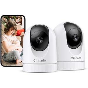 2K Indoor Security Camera-Baby Monitor with 2.4G WiFi Camera and Audio, Siren/Night Vision for Home/Pet/Nanny/Cat, 24/7 SD Card Storage, Cloud (Optional), Compatible with Alexa & Google Home, D1 2P