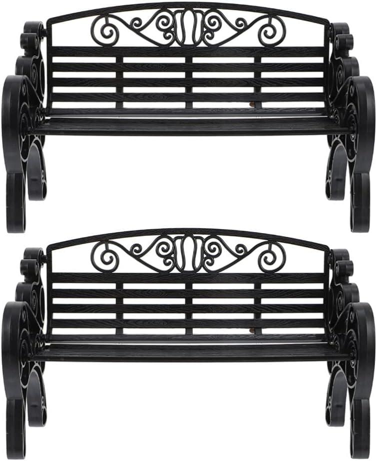 NUOBESTY 2Pcs Miniature Bench Models 8.66In Dollhouse Furniture Park Bench Ornaments Lightweight European Style Fairy Garden Decoration