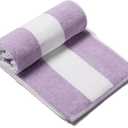 CLOWOOD Plush Oversized Beach Towel - Cotton 40 x 70 Inch Large Thick Purple Striped Cabana Pool Swimming Towel