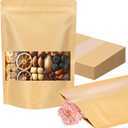 Kraft Paper Bags with Window 100 Pack - Resealable Food Grade Brown Pouches, 5.9x8.7 Inch Eco-Friendly Stand Up Packaging Bags for Coffee, Bakeries, Retail Displays & Small Business Storage