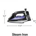 Hamilton Beach Steam Iron for Clothes & Garment Steamer with Smooth Press Stainless Steel Soleplate, 1200 Watts, 8 Retractable Cord, Black (14214)