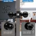 5" Backset Latch Keyed Entry Door Knob with Lock and Key, Standard Square Interface Entrance Ball Doors Knobset Lockset, Matte Black