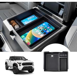 Autorder Center Console Organizer for 2024 2025 Toyota Tacoma Accessories Armrest Storage Box Secondary Insert Tray with Anti-Slip Mat (2024-2025 Tacoma)
