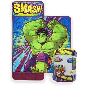 Jay Franco Kids Nap Mat with Embedded Pillow & Blanket  Soft 46"x20" Microfiber Sleeping Bag with Name Tag & Handle for School, Travel, Sleepover