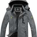 GEMYSE Men's Mountain Waterproof Ski Snow Jacket Winter Windproof Rain Jacket (Large, Marl Gray)