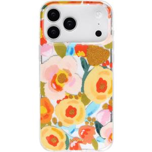 SCORPIFY for iPhone 17 Pro Max Case [Compatible with MagSafe] with Heronsbill Floral Design, Cute Clear Flower Magnetic Phone Cover for Women Girls, Pink Slim Bumper with Gold Accents