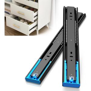 SLIDEWAY Soft Close Drawer Slides,14 16 18 20 22 Inch Side Mount Ball Bearing Metal Dresser Runners Cabinet Kitchen Glides(16 inch 1 Pair,100 LB Load Capacity,Black)