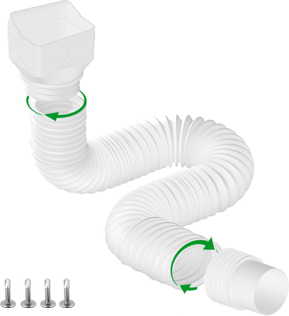 1 Pack White-Rain Gutter Downspout Extensions, Gutter Extender for Rainwater Drainage Flexible, Down Spout Drain Extension Pipe, Extendable from 21 to 62 Inches (Fit 3"x 4" downspouts)