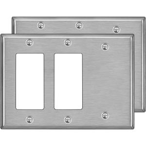 2 pack Bestten 3 Combination Metal Wall Plate Silver