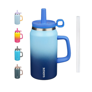 BJPKPK 50oz Insulated Tumbler with Handle Stainless Steel Travel Coffee Mug with Lid Reusable Large Water Bottle with Straw,Sky