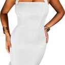 SISKIN Womens Summer Dresses, Sexy Cocktail Prom Club Dresses, Halter Bodycon Cut Out Mini Sleeveless Feather Dress (White, S)