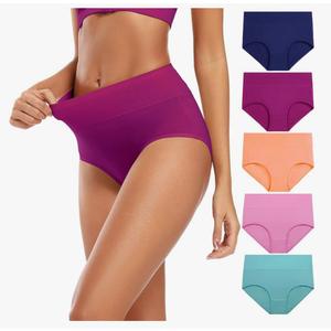Molasus Women's Cotton Underwear High Waisted Full Coverage Ladies Panties, L