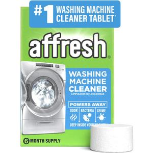 Affresh Washing Machine Cleaner, Helps Power Away Odor Causing Bacteria & Grime Deep Inside Pump, Valve & Hoses, 6 Time Release Tablets, 6 Month Supply (6 Count (Pack of 1))