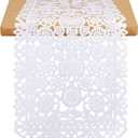 14 x 84 Inches Mexican Party Table Runner White Papel Picado Tablecloth Runner Fabric Table Decoration for Cinco De Mayo Mexican Wedding Fiesta Party Supplies (6)