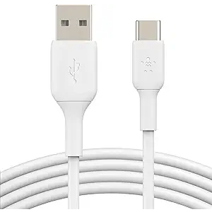 Belkin USB A to USB C Cable, 3.3ft, 15W - Type C Charger, iPhone Charger Cord for iPhone 16 & 15, Galaxy S25, Pixel 9, iPad Pro, Airpods Pro, Switch, CarPlay & More - White + Global AC/DC Adapter Replacement for Medicool PRO Power 35K PN 110502 Porta