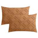 JELLYMONI Pillowcases King Size Rust 2 Pack Boho Plaid Bed Pillow Covers 20x36in Polyester Envelope Pillow Shams Tufted Bohemian Textured (Pillows are not Included)
