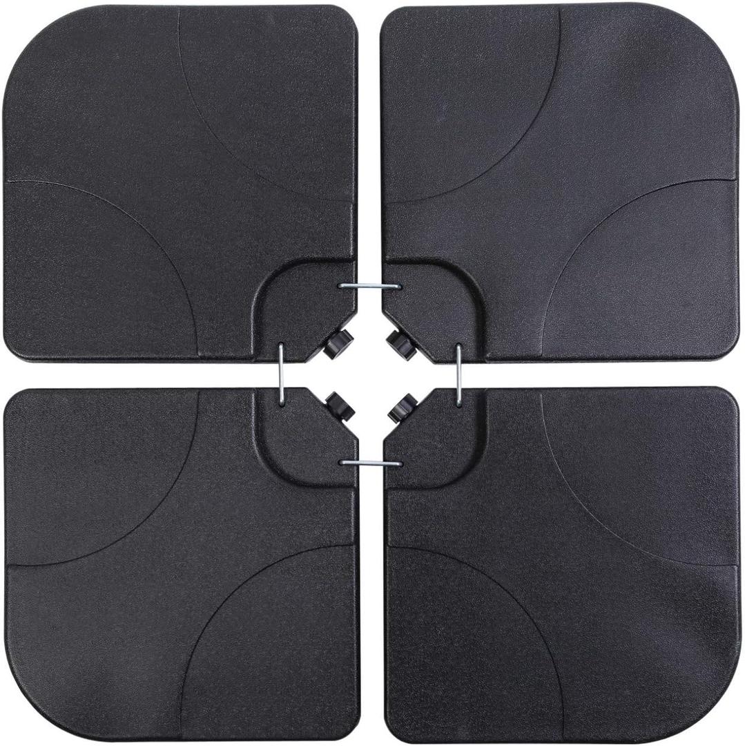Sunnyglade 4PCS 176LB Square Shaped Water Or Sand Filled Umbrella Base Cantilever Offset Patio Market Umbrella Base Stand with U Locking (Black)