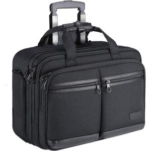 KROSER Rolling Premium Briefcase Fits Up to 17.3 Inch Laptop Water-Repellent Overnight Computer Bag with RFID Pockets for Travel/Business/School/Men/Women-Black