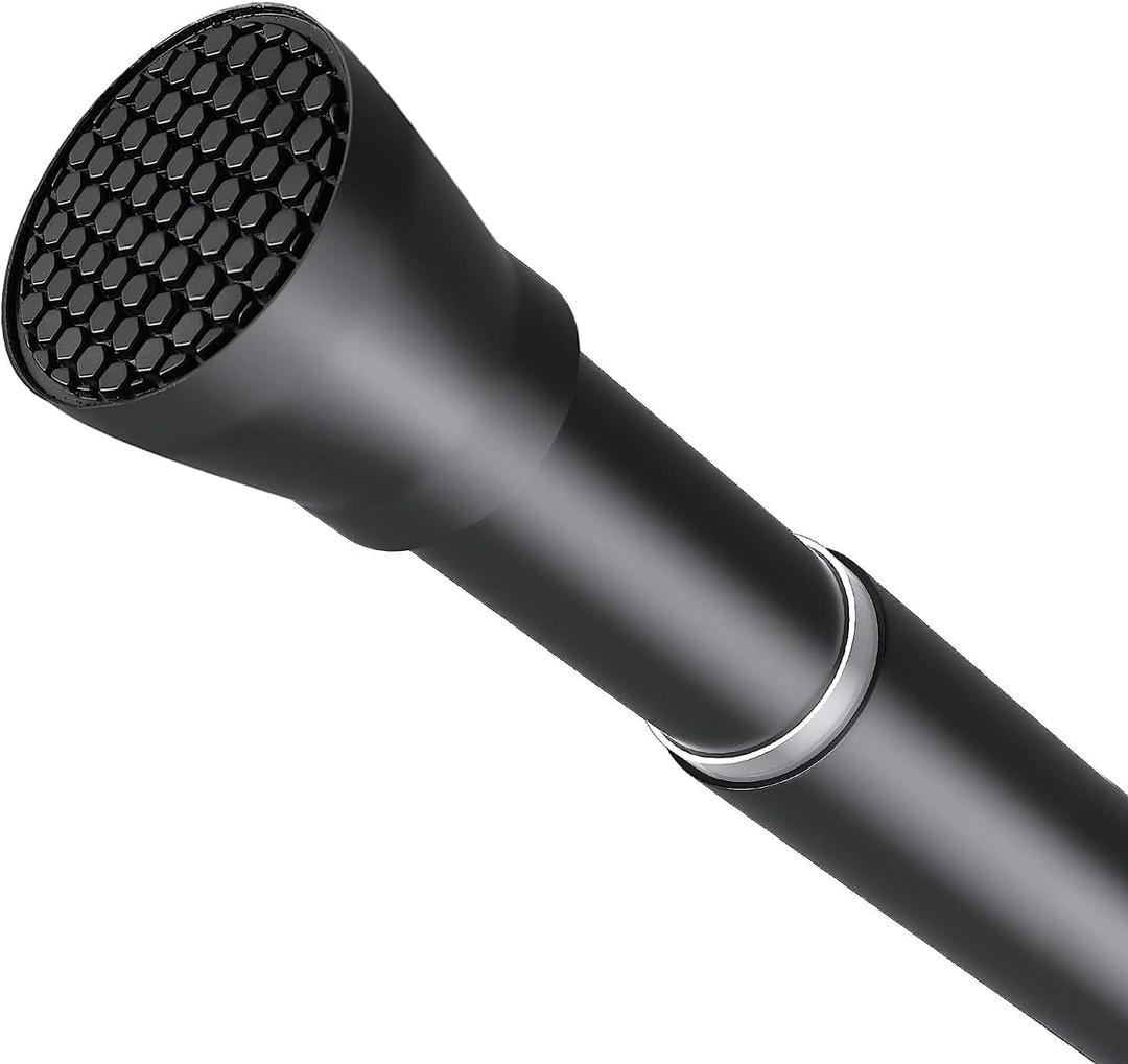 Shower Tension Curtain Rod Black 45 to 77 Inch Spring Tension Curtain Rod Shower Rod Non Slip Shower Curtain Rod No Drilling 1pcs for Windows Adjustable Tension Rods of Curtain Window Closet Kitchen