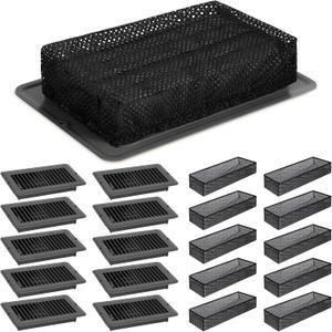 Therwen 20 Pcs RV Floor Vents Register with Mesh Cover 4 x 8" Set Heavy Duty Vent Covers with Damper and Floor Register Screen Mesh Filters for Mobile Replace(Frost Dark Gray, Black)