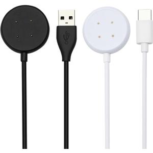 Compatible with Google Pixel Watch 3/Pixel Watch2 Chargers, 2 USB-A Type-C Ports,3.3 feet/100 Smart Watch Charging Cable Adapter, Accessories for Fitbit Ace LTE/Versa 3/Versa4 (2, Black White)