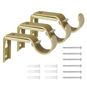 eletriace Curtain Rod Bracket Heavy Duty Adjustable Window Hardware Rod Holders Hanger for 1 inch Rods, Set of 4 (Gold-Adjustable)