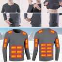 26-Zone Heated top and 16-Zone Heated Pants heated underwear for women men,Suitable winter skiing motorcycles  (Gray, XL)