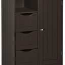 RiverRidge Ashland Bathroom Storage Cabinet with 3 Easy-Open Drawers, Adjustable Shelf & Beadboard Styling -Espresso Brown Bathroom organizer - Freestanding Cabinet for Living Room, Kitchen & Entryway