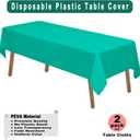 4 x PARTY ULYJA Teal Plastic Tablecloths 2 Pack Disposable Table Covers 54 x 108 Inch Bridal Shower PEVA Solid Table Cloths for BBQ Picnic Birthday Wedding Banquet Parties 8 ft Rectangle Table Use