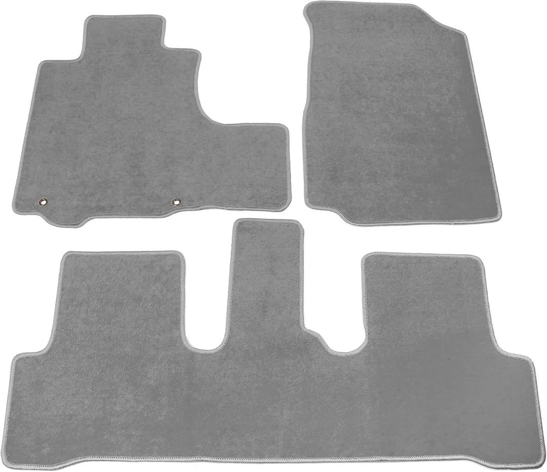 IKON MOTORSPORTS, Floor Mats Compatible with 2007-2011 Honda CR-V, Factory Fitment Gray/Grey Nylon Front Rear Car Floor Mats Liner Carpets Replacement 3PCS, 2008 2009 2010