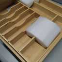 KitchenEdge Adjustable Kitchen Drawer Organizer for Utensils and Junk, Food-Safe Contract Grade with 100% Sustainable Wood, Expandable from 19 to 33 Inches Wide - Natural Bamboo