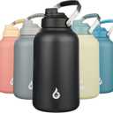 BJPKPK 1 Gallon Water Bottle Insulated, Dishwasher Safe 128oz Large Water Jug with Metal Handle & BPA Free Spout Lid, Stainless Steel Metal Jug for Gym, Sports & Hiking, Black