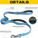 Fida 5 FT Heavy Duty Dog Leash with 2 Comfortable Padded Handles, Traffic Handle & Advanced Easy Snap Hook, Reflective Walking Lead for Large, Medium & Small Breed Dogs, Blue