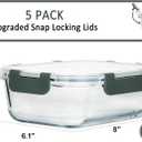 M MCIRCO [5-Packs, 36 Oz Glass Meal Prep Containers with Snap Locking Lids Glass Food Containers,Airtight Lunch Container,Microwave, Oven, Freezer and Dishwasher (4.5 Cup)