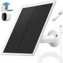 Solar Panel Charger, 6W Solar Panel with Micro USB & USB-C Port,IP66 Waterproof, for Bird Feeder Camera, Doorbell, Security Camera etc. with 360Adjustable Mounting,9.8Ft Cable (White)