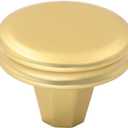 Alzassbg 6 Pack Matte Gold Cabinet Knobs, 1-1/4 Inch Diameter Round Kitchen Knobs for Cabinets and Drawers AL6104MGP (Single Hole Knobs)