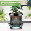 2 Pack Plant Caddy with Wheels, 13.4 Inch Round Plant Stand for Heavy Duty Planters, Large Durable Plastic Plant Dolly with Drainage Holes and Saucer, Gray