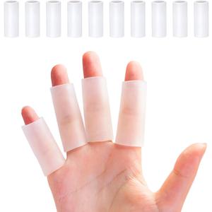 Sumifun Finger Sleeves, 10 PCS Gel Finger Protector for Thumb, Trigger Finger, Arthritis, Silicone Finger Tubes for Preventing Bruised, Cracking, Hand Eczema, Practising Golf, Badminton Protector