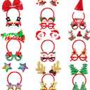 MGparty Christmas Photo Booth Props Headbands and Glasses,18 Pack Christmas Accessories Set with Funny Reindeer Santa Snowman Glasses & Head Boppers for Kids Adults Family Holiday Party Favors