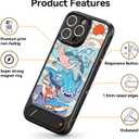 3 x Bouvardia for iPhone 16 Pro Max Case - Multi-Scenario Kickstand & Ocean Whale Shark Pattern - Compatible with Magsafe - Aesthetic Cute Design for Women and Girls