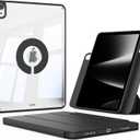 KENKE Magnetic Case for iPad A16 11th/10th Generation (11/10.9 Inch, 2025/2022) with Pencil Holder, Magnetic Detachable Hybrid Stand, Clear Hard PC Back Shell, Portrait/Landscape Angle, Black