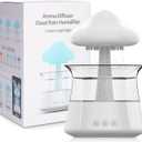 Cloud Rain Humidifier for bedroom with Soothing Rain Sounds - Bedroom Sleep Aid, Waterfall Night Light, Mushroom Design Air Moisturizer for bedroom and living room (White) (Regular)